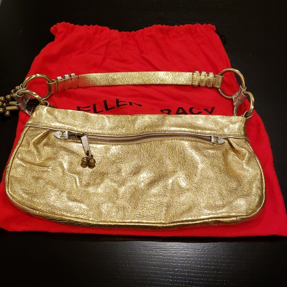 NWT! ELLEN TRACY GOLD SHOULDER BAG